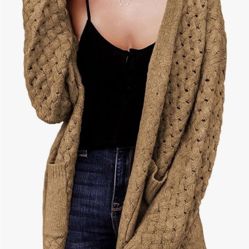 Cozy Tan Women's Cardigan Sweater - Picture 3 of 4